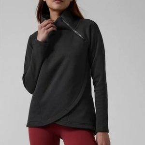 Athleta Kozy Karma Asymmetrical Pullover Sweatshirt SM Black